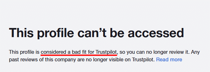 Poprey TrustPilot page suspended