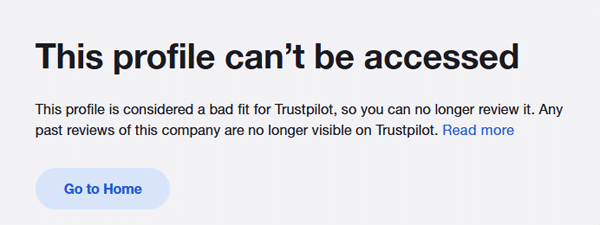 SidesMedia Trustpilot page is suspended